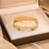 Stainless Steel Bracelets Women U Shape Evil Eye Charm Cuff Bracelet Bangles Fashion Gold Plated Jewelry Accessories Party Gifts 4
