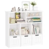 Kids Bookshelf Toy Storage Cabinet with 3 Movable Drawers & Hidden Wheels Toy Chest with 6 Storage Cubbies Toy Storage Organizer 1