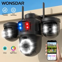 Caméra IP WiFi extérieure WONSDAR ICSEE à trois écrans, caméra de sécurité domestique PTZ, surveillance CCTV, détection humaine par IA 1