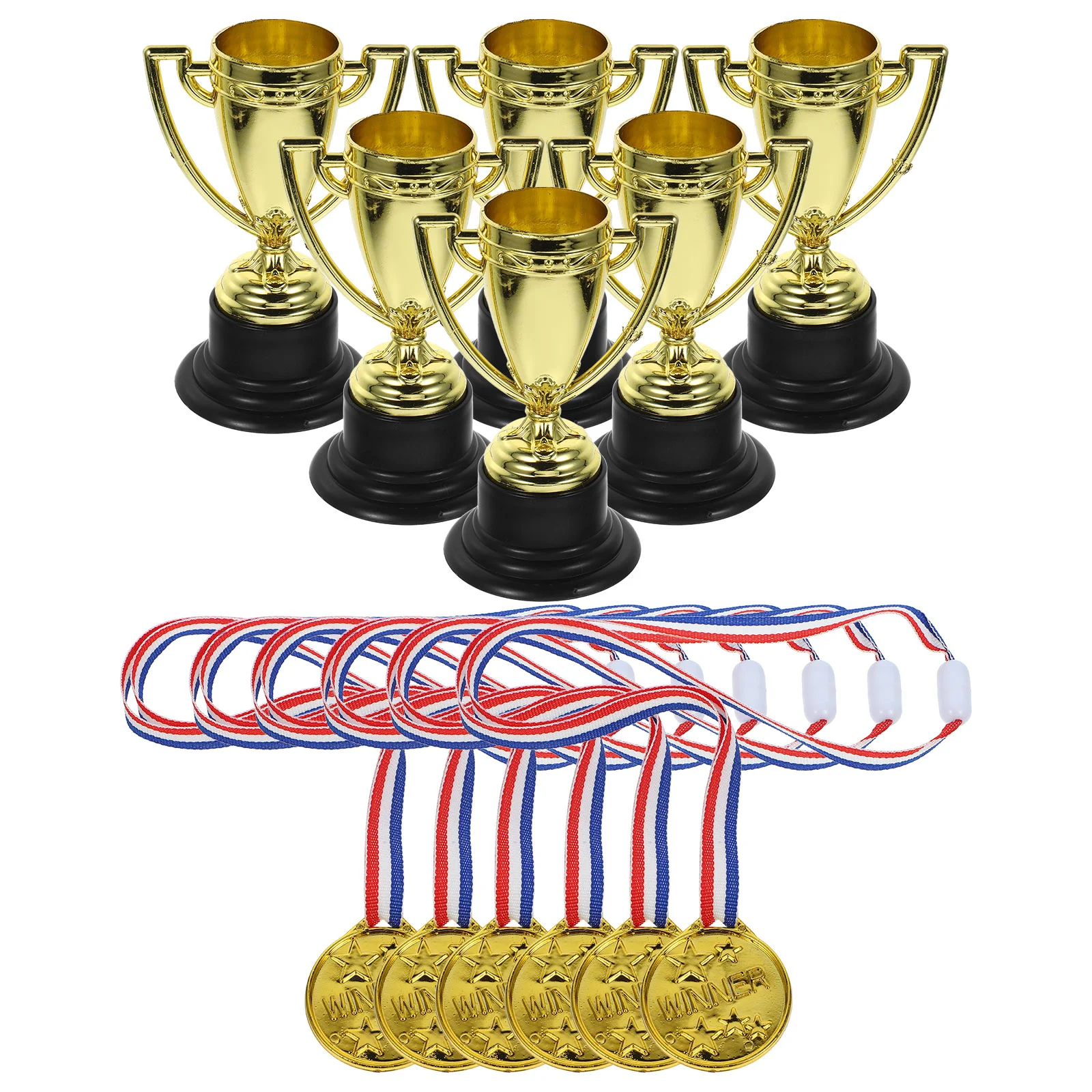 Christmas Child Stickers Children Gold Prizes Soccer Trophies Kids Awards Trophy 12 Pcs