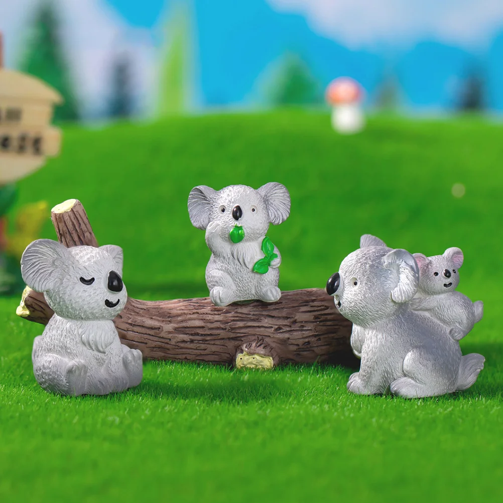 

6 Pcs Garden Decor Miniature Animal Accessories House Landscape Koala Figure Resin Figurine Adornment Yard Decorations