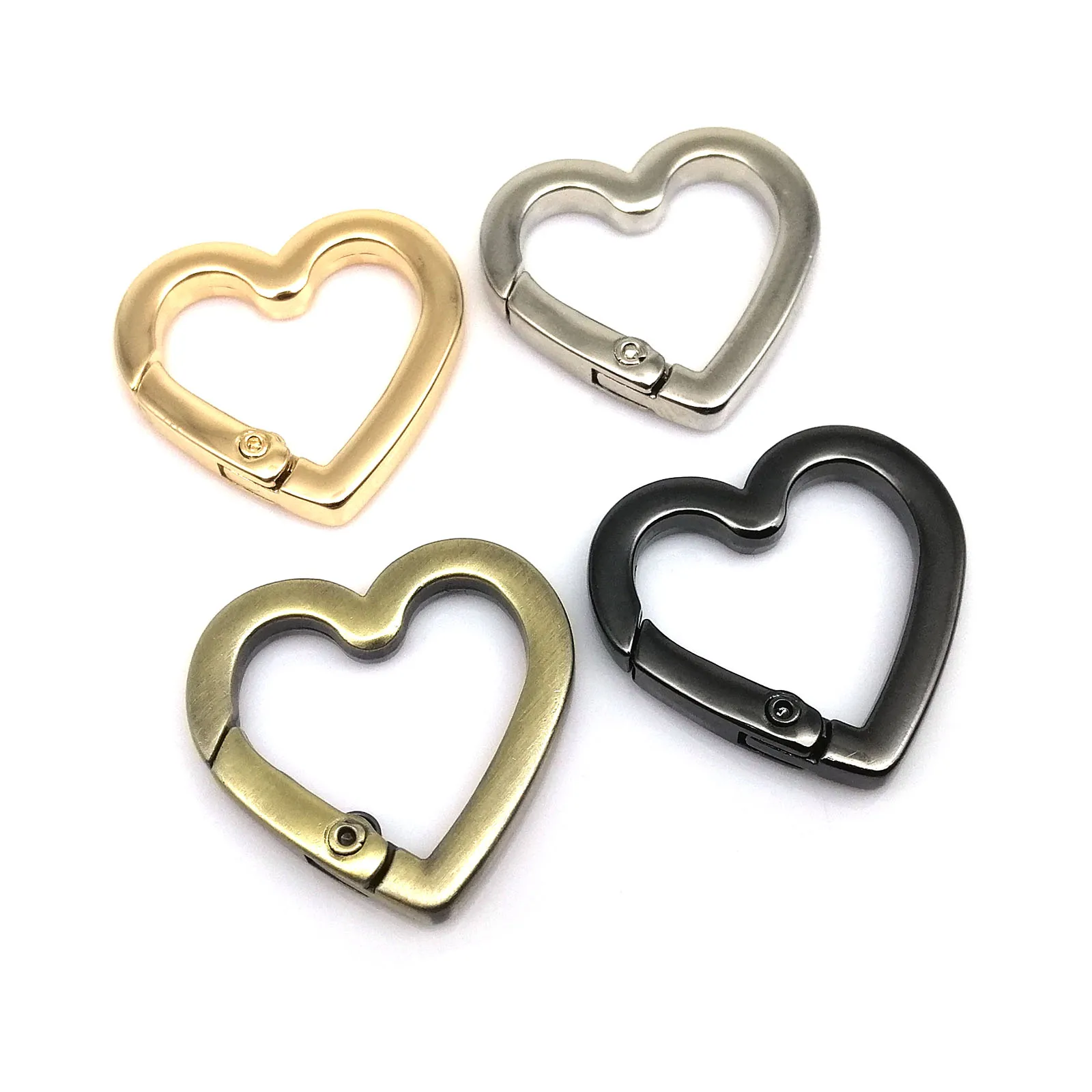 Heart Shape Spring Gate O Ring Openable Leather Bag Handbag Belt Strap Buckle Connect Keyring Pendant Key Chain Snap Clasp Clip