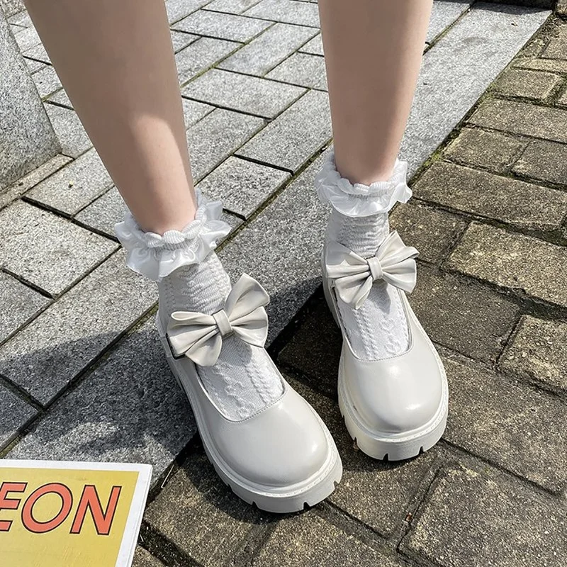 2022 New Shoes Women Japanese Style Vintage Soft Sister High Heels Waterproof Platform College Student Cosplay Costume Shoes