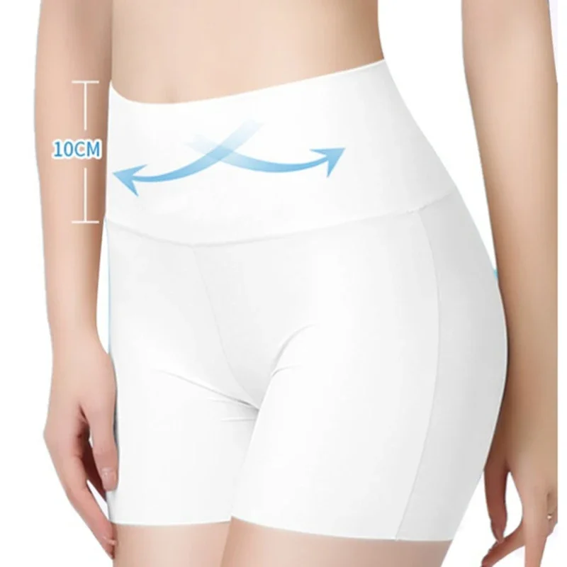 Women High Waist Panties Safety Short Pants Anti Exposure Underwear Corset Pants M L XL Black Skin White Ice Silk Traceless