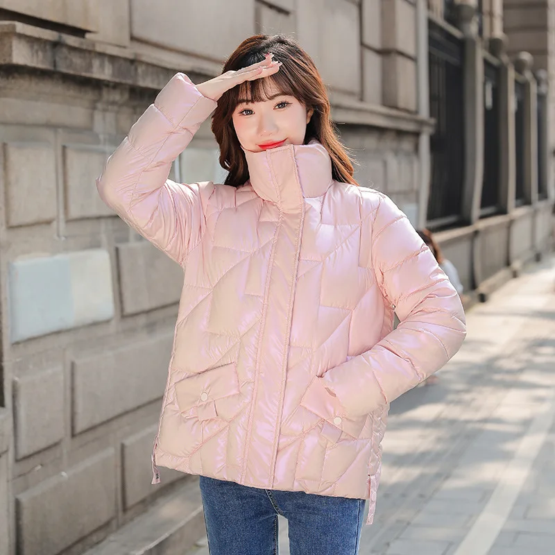 

Пальто женское короткое, пуховик из хлопка с ярким рисунком лица, модное утепленное пальто