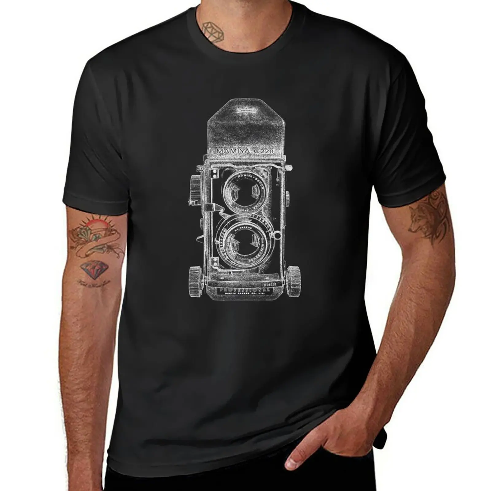 New Antique Mamiya C220 Con T-Shirt Bianca Con Contorno T-Shirt Grafiche T-Shirt Corta T-Shirt Da Uomo