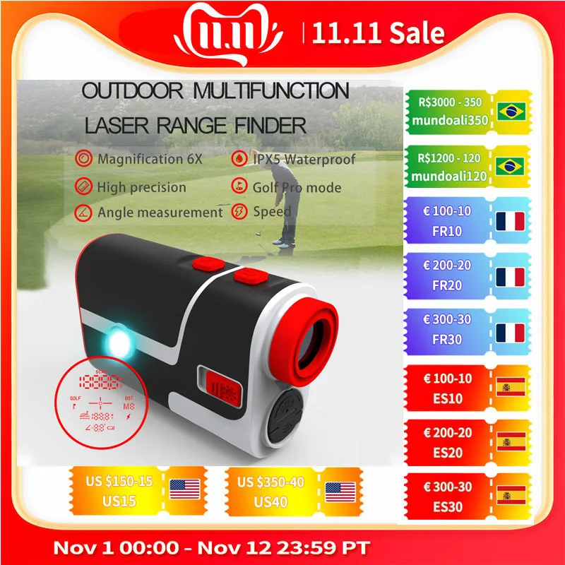 Red Light Display number Laser Rangefinder Golf Angle Compensation