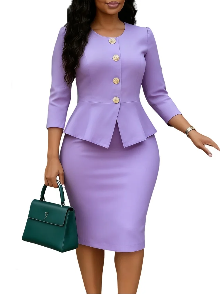 Wmstar Dress Wome Wholesale New Autumn Winter Fashion Elegant Stylish African with Round Neck Ruffles One Piece Fancy Club