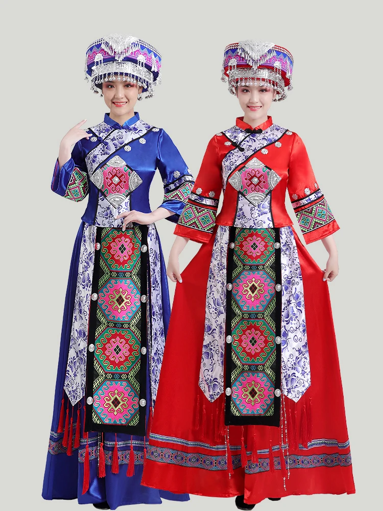 Tujia Ethnic Minority Clothing Female Xiangxi Enshi Xilancapu Yunnan Yao Traditional Embroidered Dress