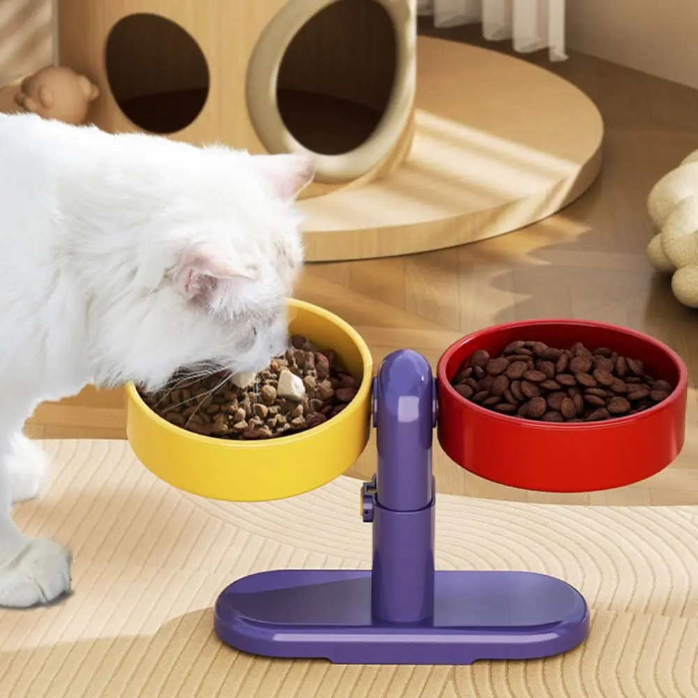 Suction Cup Type Pet Feeding Basin Protect Cervical Spine Rotatable Cat Food Water Bowl Stable Detachable Pet Food Dispenser