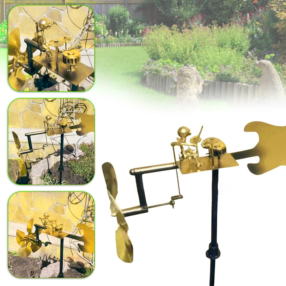 Handmade Metal Drummer Windmill, 2025 New Percussionist Music Figurines And Statues, Rockin Art Figurine, Wind-Powered Kinetic Sculpture, Wind