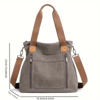 Sac à main polyvalent pour femmes, sac à bandoulière décontracté en toile de grande capacité 6