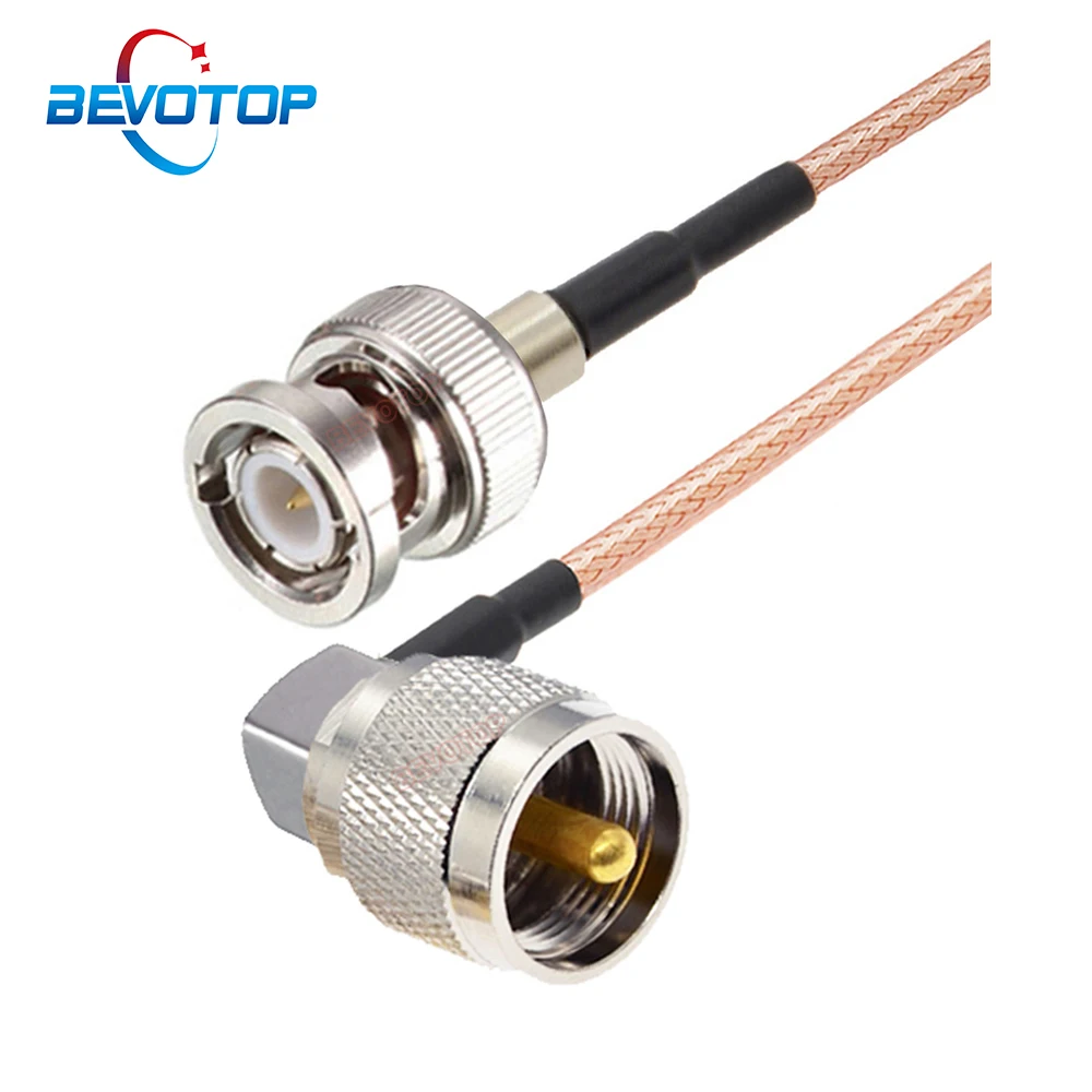 Bnc Male To Uhf Pl259 Male Right Angle 90° Plug Rg316 Cable Rf Coaxial