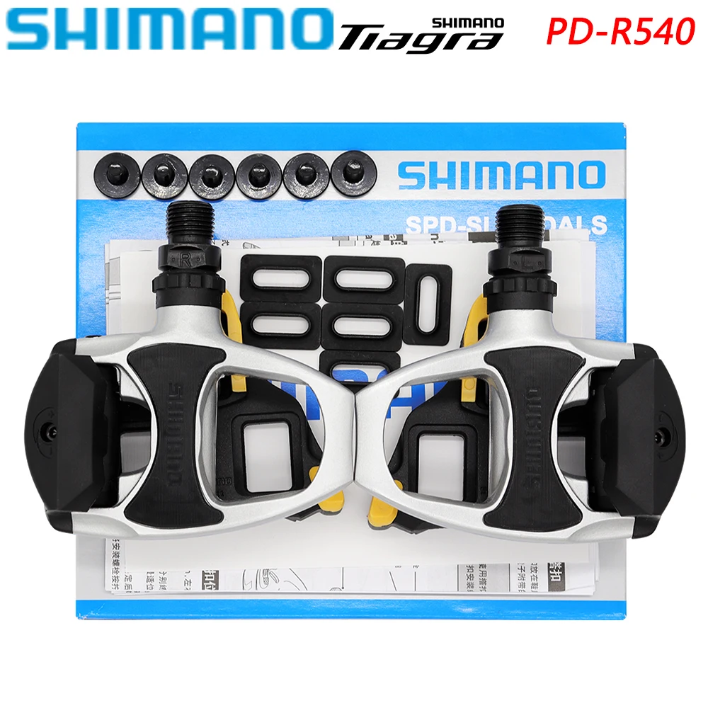 

SHIMANO Tiagra Pedals PD-R540 Road Bike Self-lock Wide Platform Bearing SPD SL R540 Silvery Pedal for Road Bicycle Parts