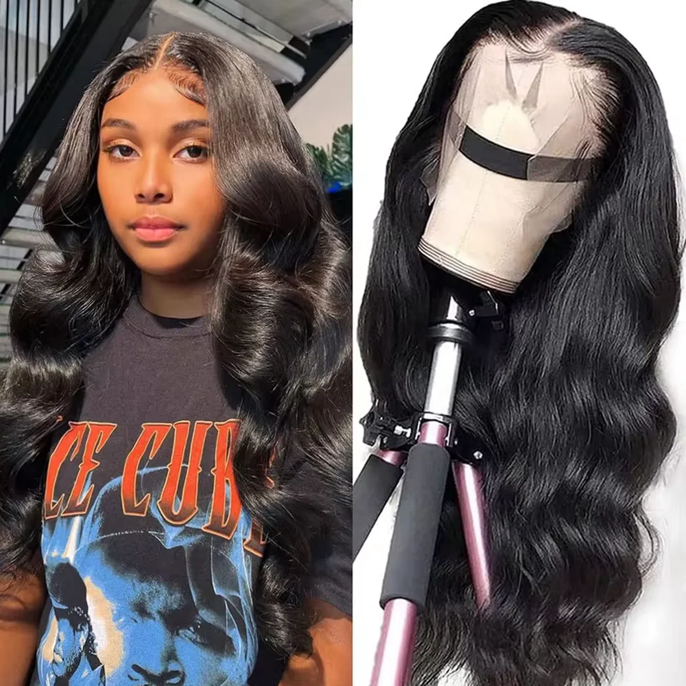 250 density 16 Inch Body Wave Human Hair Wigs 13x4 HD Lace Front Wig ...