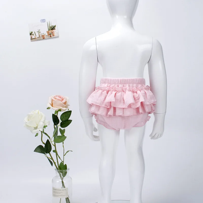 Double Layers Baby Girls Tutu Skirt Shorts Summer Cozy Muslim Cotton Baby Bloomers Toddler Short Pants Children Pettiskirt 0-3y cotton shorts