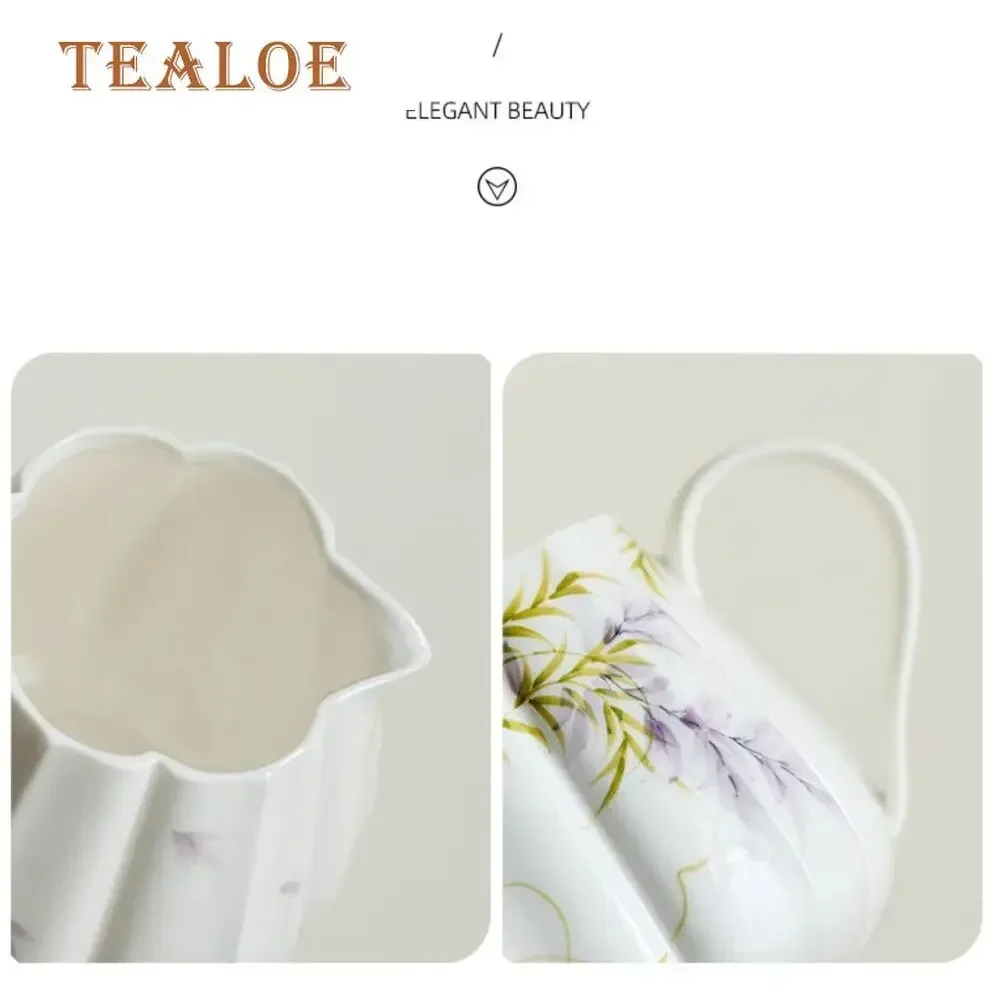 280ml Pure Hand-painted Wisteria Flower Tea Pitcher Lotus Petal Serving Cup Coffee Fair Cup Cha Hai Justice Kung Fu Tea Item