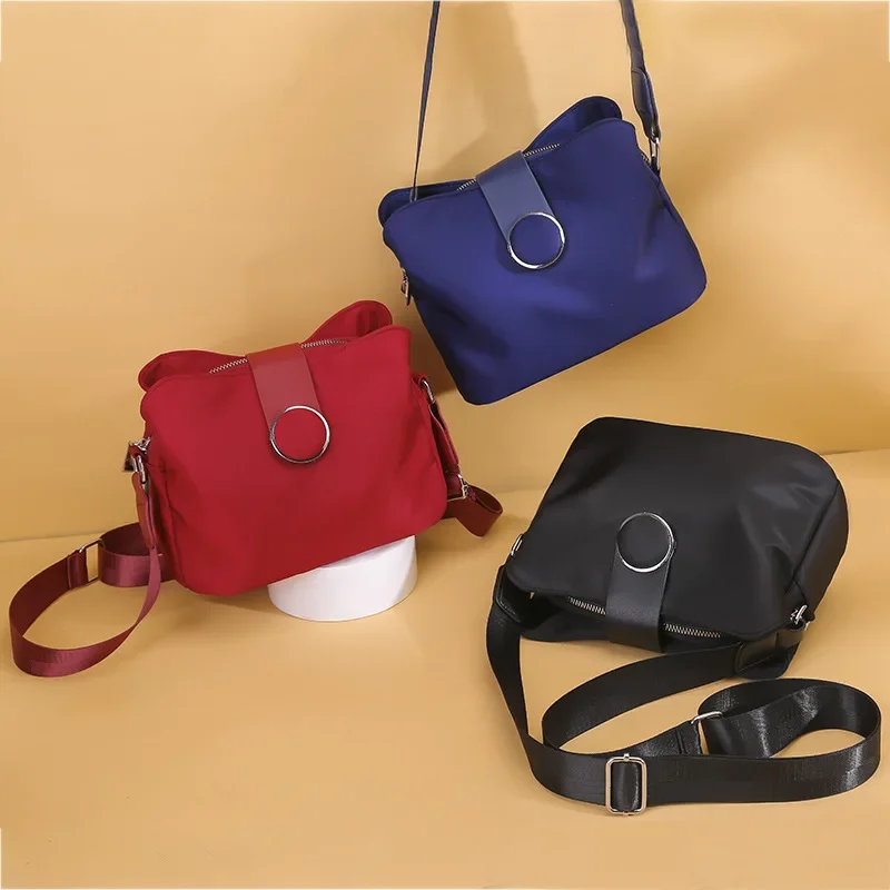 Bolsa de Ombro em Nylon para Mulheres, Bolsa Mensageiro Impermeável, Leve Viagem, Pequena Bolsa Crossbody, Bolsa Senhora de Compras, Bolsa Casual, Moda, 1