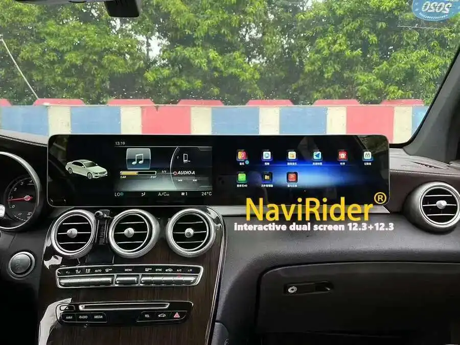 For Benz C GLC 2016-2022 Dual Touch Screen Stereo GPS Navigation Car Radio Carpl
