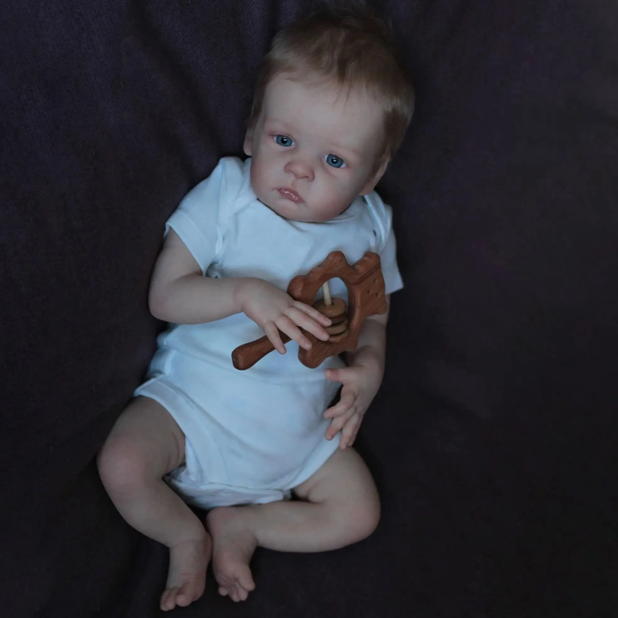 

22inch Already Finished Reborn Baby Doll OSKAR Newborn Baby Lifelike 3D Skin with Hand Root Brown Hair Doll Toys Gift