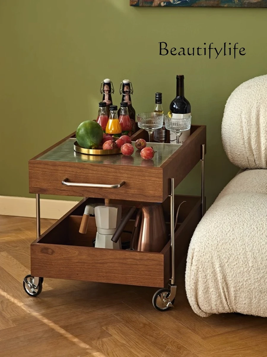 

American-Style Trolley Household Solid Wood Storage Rack