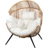 Egg Chair Wicker Outdoor Chairs, Oversized Patio Chair Oversized Lounger Chair with Cushion for Indoor Living Room, Bedroom, Ou 5