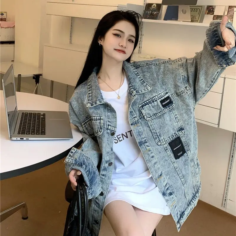 

2023 New Spring And Autumn Cowboy Coat Woman Europe And America Street Easy Chaopai Lovers Jacket Free Shipping