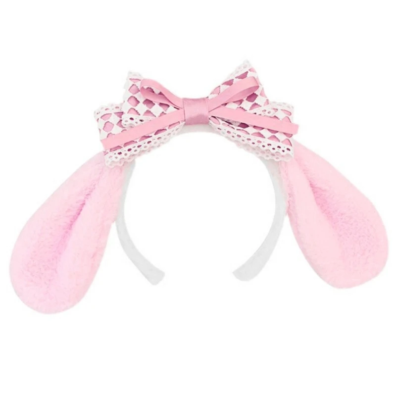 

Sweet Women Students Photoshoot Hairband Cartoon Ears Bowknot Headbands Plush Hair Hoop H9ED