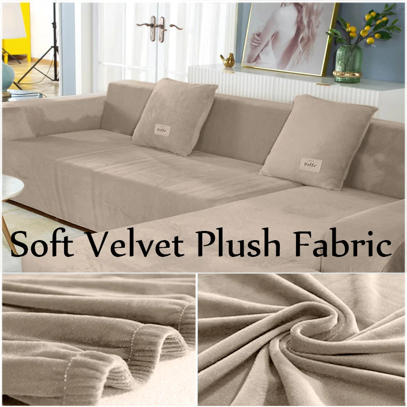 Velvet Stretch Chair Sofa Cover 1 2 3 4 Seater Couch Elastic Slipcover Protector 