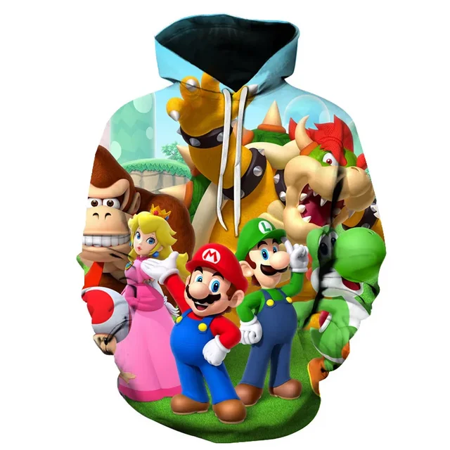 Felpe Maglione Natale Super Mario Felpa Con Cappuccio Stampata