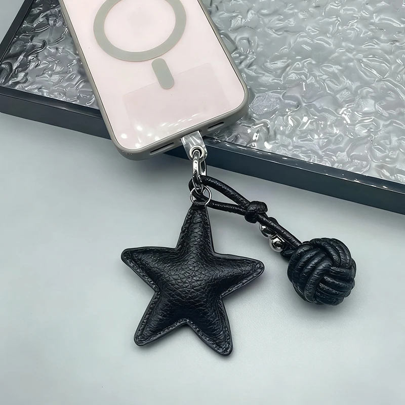 Handmade Star Woven Ball Keychain for DIY Bag Pendant Creative Gift for Women Charm Hanging Decoration Accessories