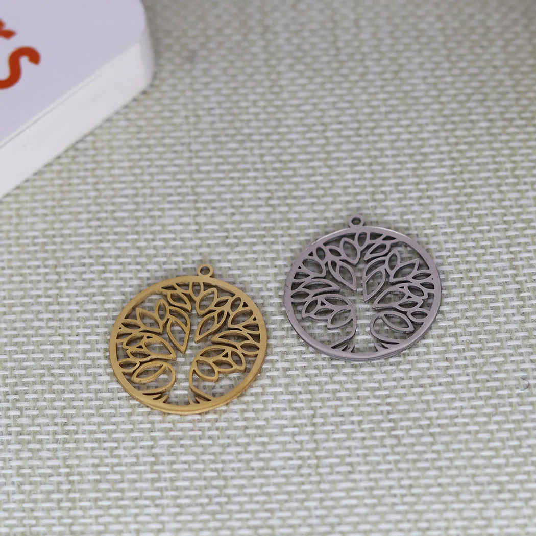 

3pcs/Lot DIY Tree of Life Round Elegant Stainless Steel Pendant Women Men Gold Silver Color Charm Gift Minimalist Jewelry