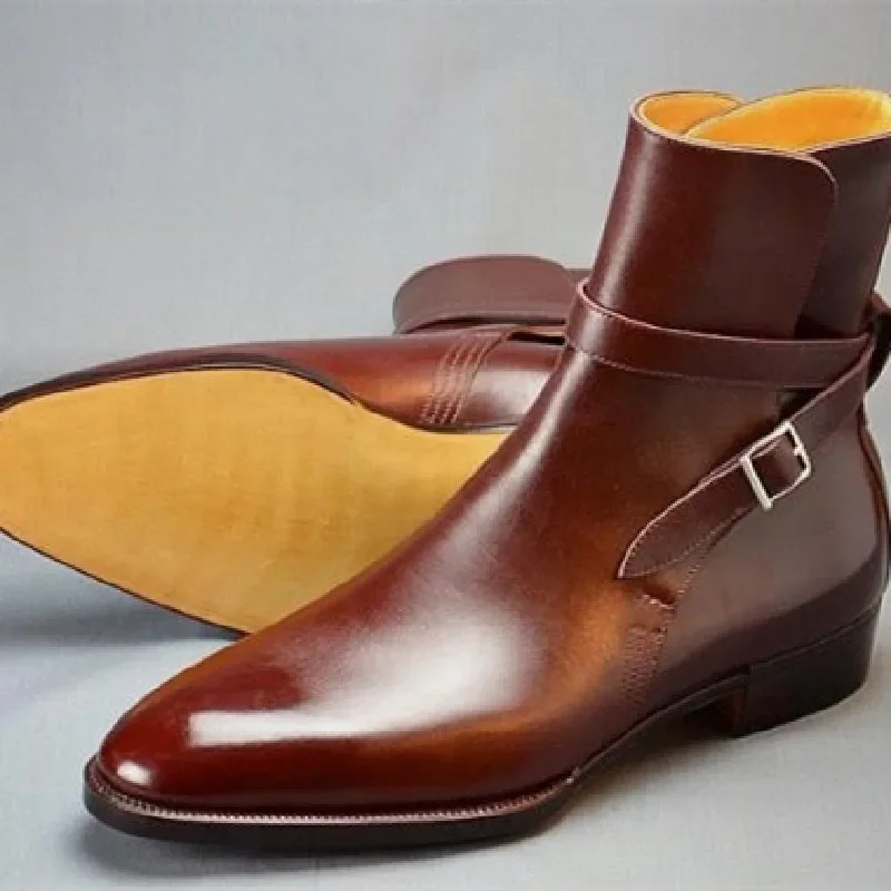 New Boots for Men High Quality Black Brown Red Buckle Business Boot Vintage Casual Classic Zapatos De Hombre