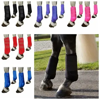 4pcs/set Colorful Horse Sport Boots Set Durable 3 Size Horse Leg Wraps Easy To Wear Comfortable Front Hind Legs Guard