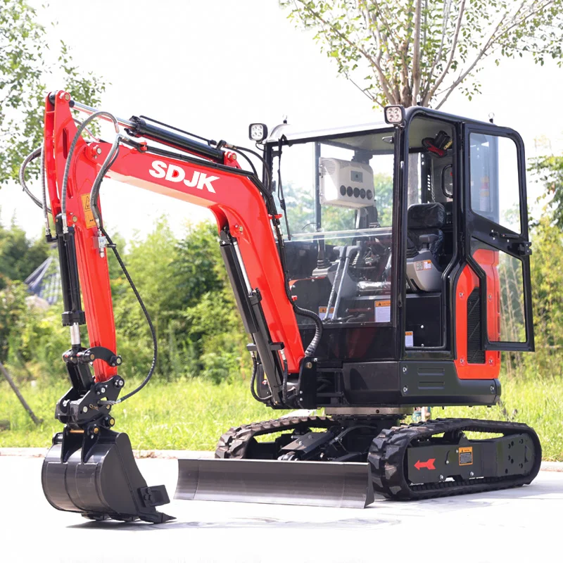 SDJK 2.5 Ton Mini Excavator multifunctional Mini digger track enclosed 2.6 ton small excavator for garden agriculture customized