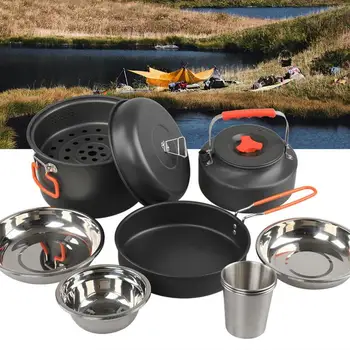 Camping Cooking Set Outdoor Lightweight Equipment Camping Cookware Kit For Traveling Trekking Hiking Supplies 3