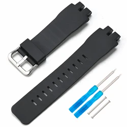 Men's Black Resin Sport Watch Band - Durable Replacement Rubber Strap (Black silver buckle)
