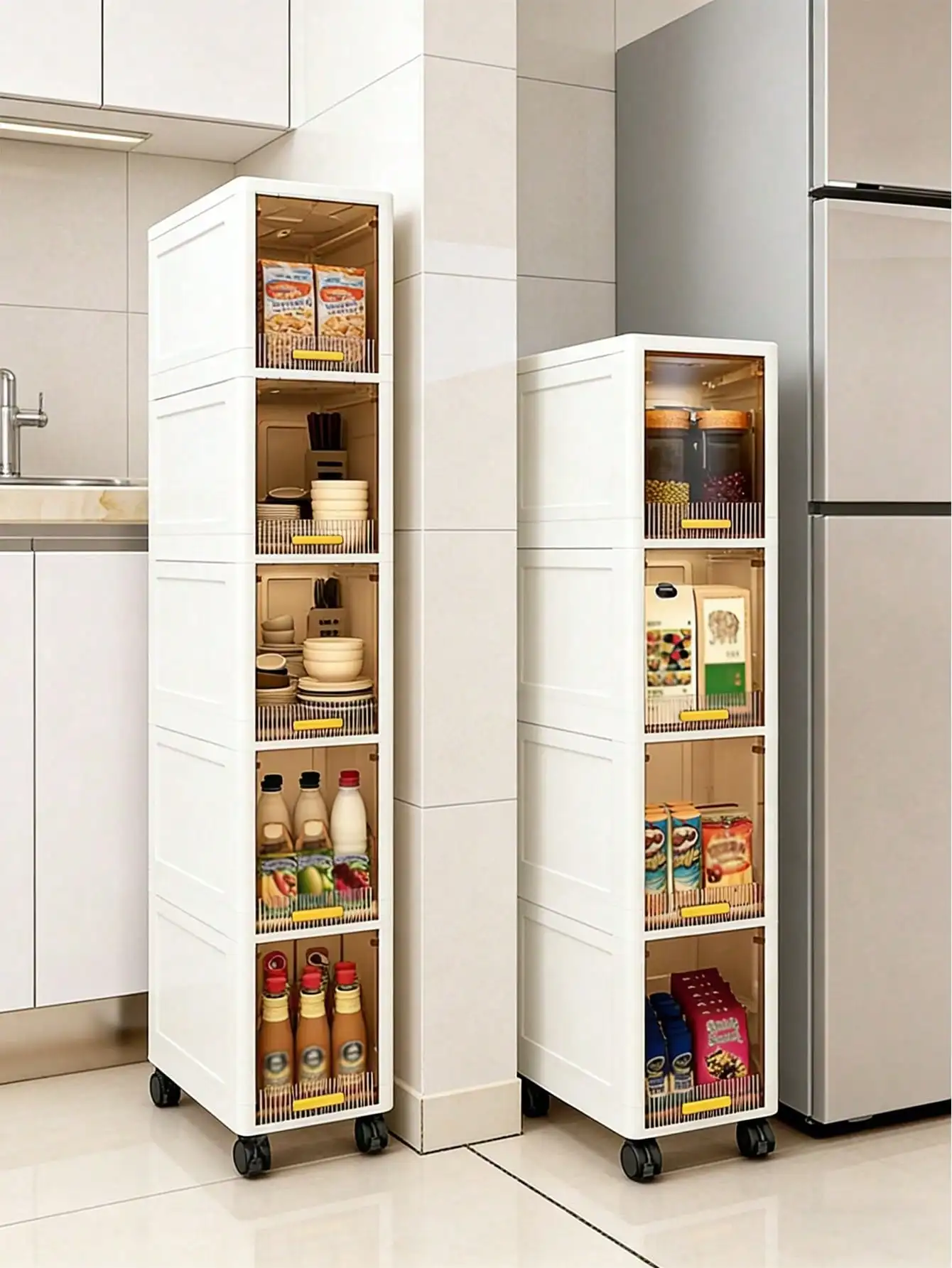 3/4/5/6 Layers Gap Storage Cabinet, Multi-Functional Ultra-Thin Organizer - Suitable For Kitchen And Bathroom Gaps, Storage Cabi