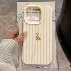Cute Bowknot Giraffe Striped Pattern Soft Phone Case Cover for Redmi Note 13 5G (1)