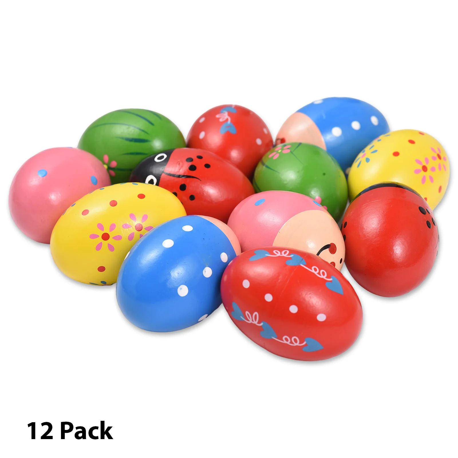 6 Pack Wooden Shake Egg Easter Egg Percussion Instrument Interesting Music Shake Eggs for Party Easter Gift
