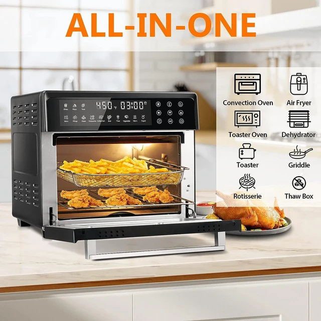 1700W 24QT Air Fryer Toaster Oven Combo, 2-in-1 Digital Convection