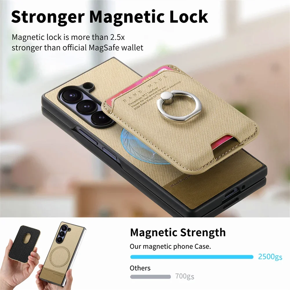 Detachable Magnetic Leather Wallet with Card Holder and Bracket Cover