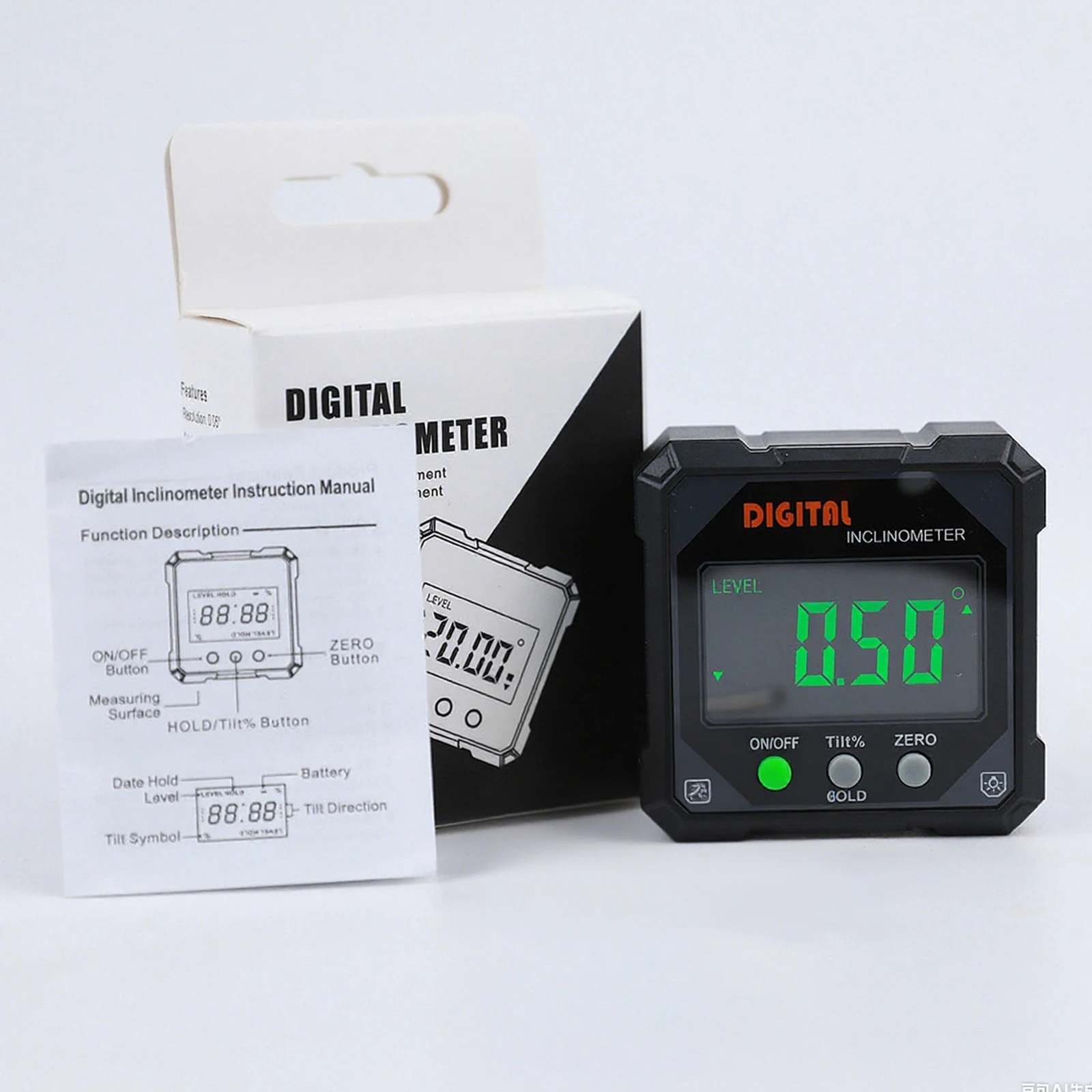 4-Side Magnetic Angle Gauge LED Screen Table Saw Miter Protractor Wear Resist Hanging Level Box Angle Measuring Instrument Level