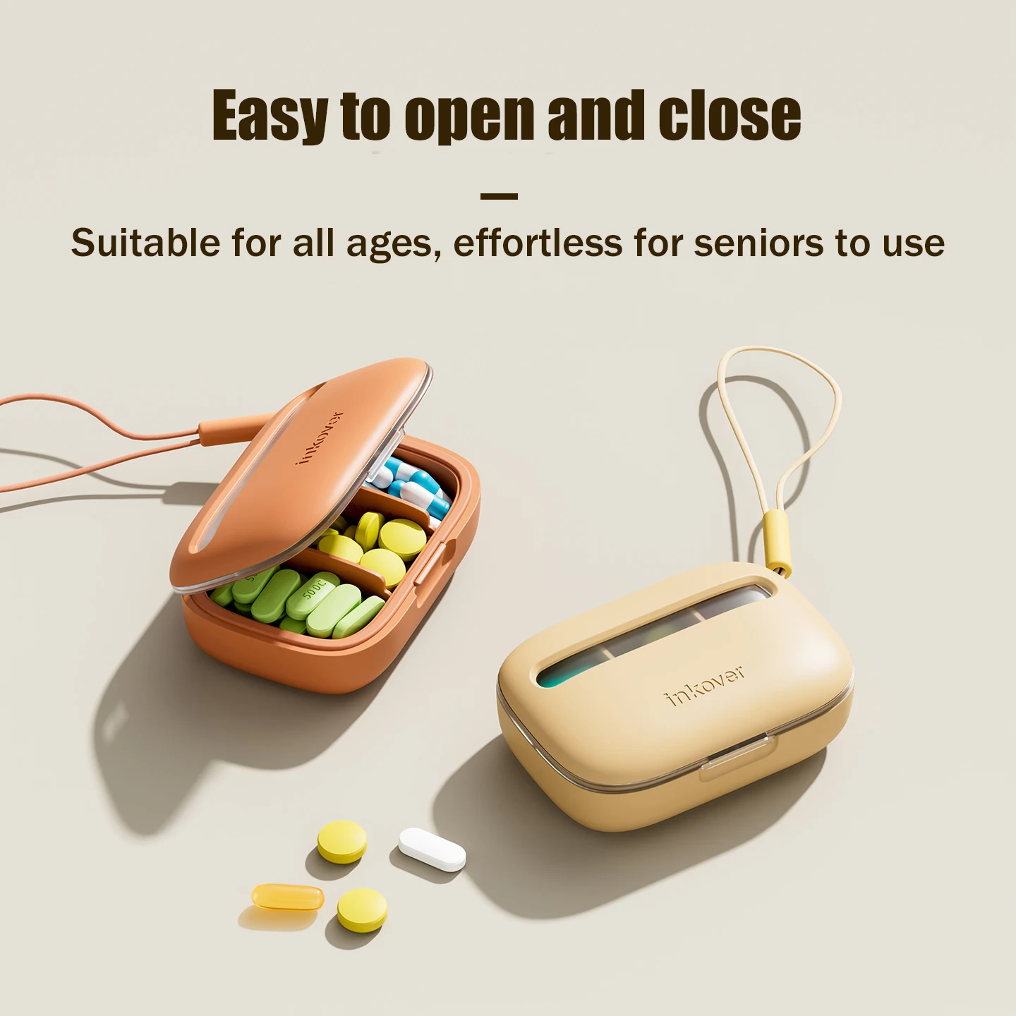 Compact Waterproof Pill Organizer with Lanyard - Airtight & Moisture-Resistant 3-Compartment Design