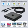 Bi-Directional USB C Switch 2 PC,USB TypeC KVM Switch 8K@60Hz Video/10Gbps Data Transfer/100W Charge,Compatible with Thunderbolt 5
