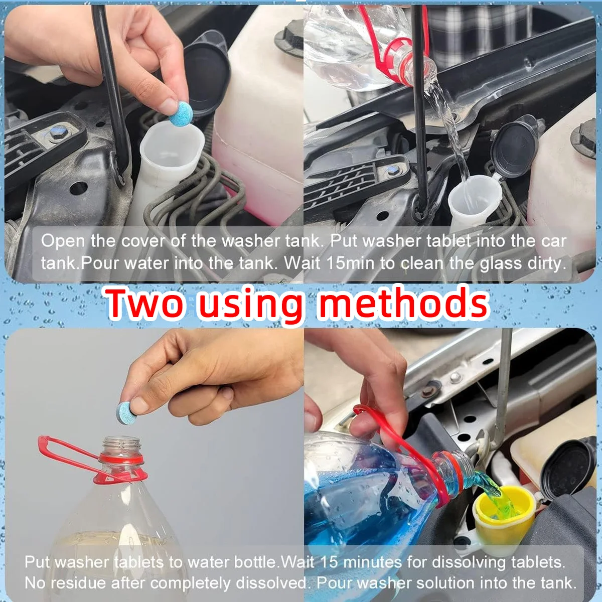Windshield Cleaner Tablets 20/100PCS Solid Cleaner Car Windscreen Cleaner Effervescent Tablet Auto Wiper Glass Solid Cleaning Concentrated Tablets Detergen
