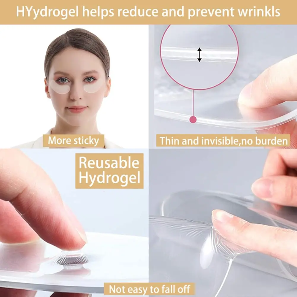 3 Pairs Facial Hydrogel Wrinkle Patches for Under Eye Reusable Beauty Care Gel Pad Help Minimize Crow's Feet Fine Line Skin Care
