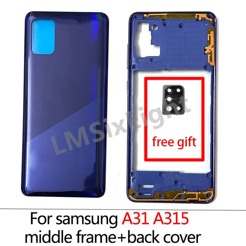 

Full Phone Housing A31 Case For Samsung Galaxy A31 A315 Middle Frame Battery Back Cover Rear Door + Adhesive + Camera Lens Parts