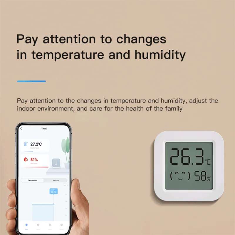 Smart Home Temperature & Humidity Sensor with Mini LCD Display