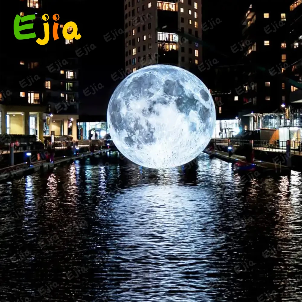 PVC Airtight  Giant LED Lighting Moon Balloon Inflatable Globe Planet Solar System Balloon For Decorations Advertising Hanging 4